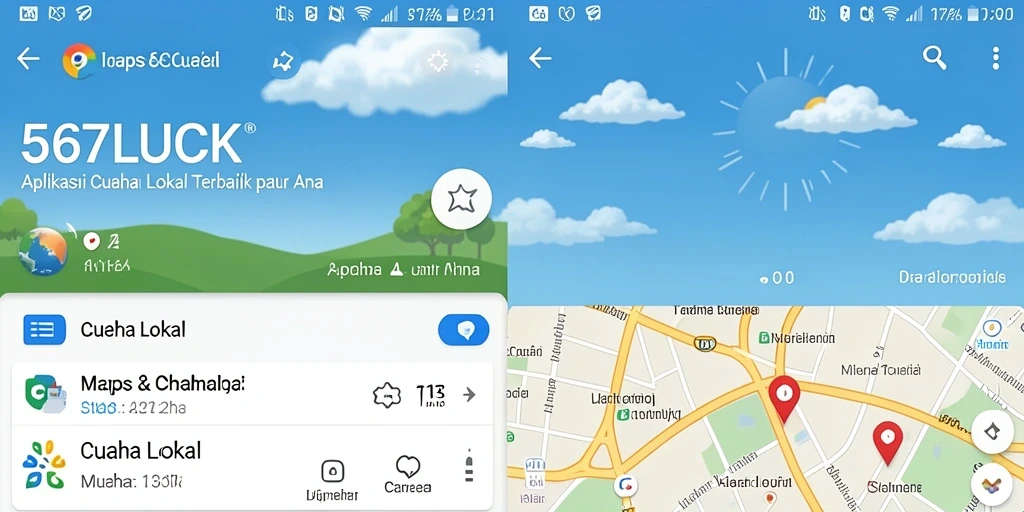 Tampilan antarmuka 567LUCK yang menampilkan prakiraan cuaca lokal.
