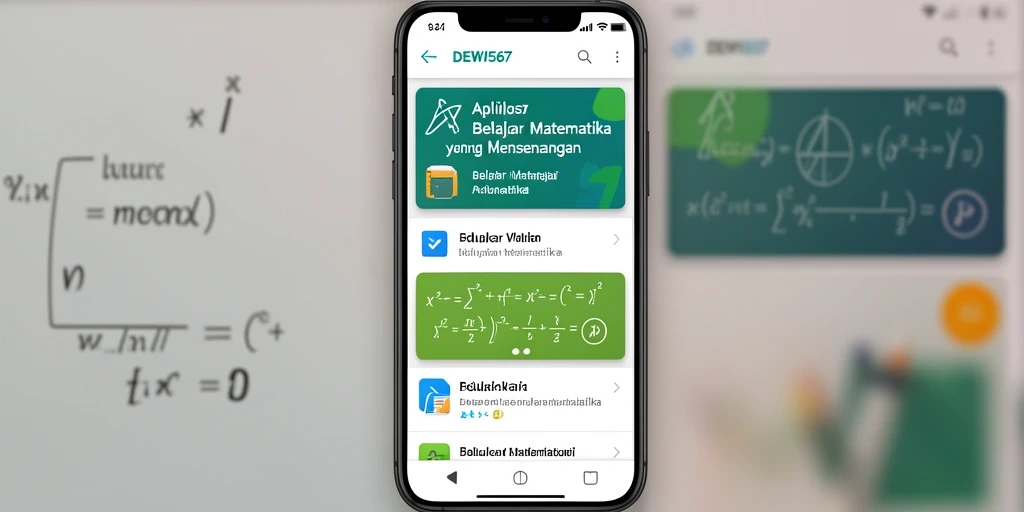 Screenshot antarmuka DEWI567 yang menunjukkan fitur belajar matematika.