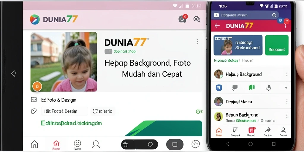 Tampilan antarmuka DUNIA77 dengan fitur Hapus Background yang intuitif.