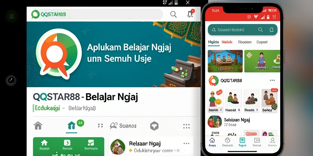 Antarmuka menarik dan fungsi Belajar Ngaji yang intuitif.