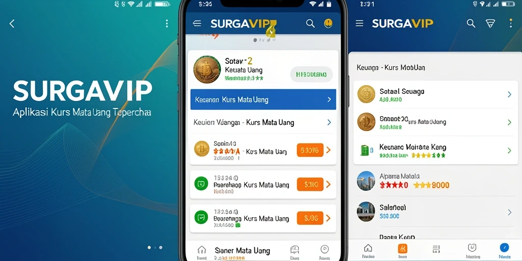 Antarmuka aplikasi SURGAVIP untuk kurs mata uang yang handal.