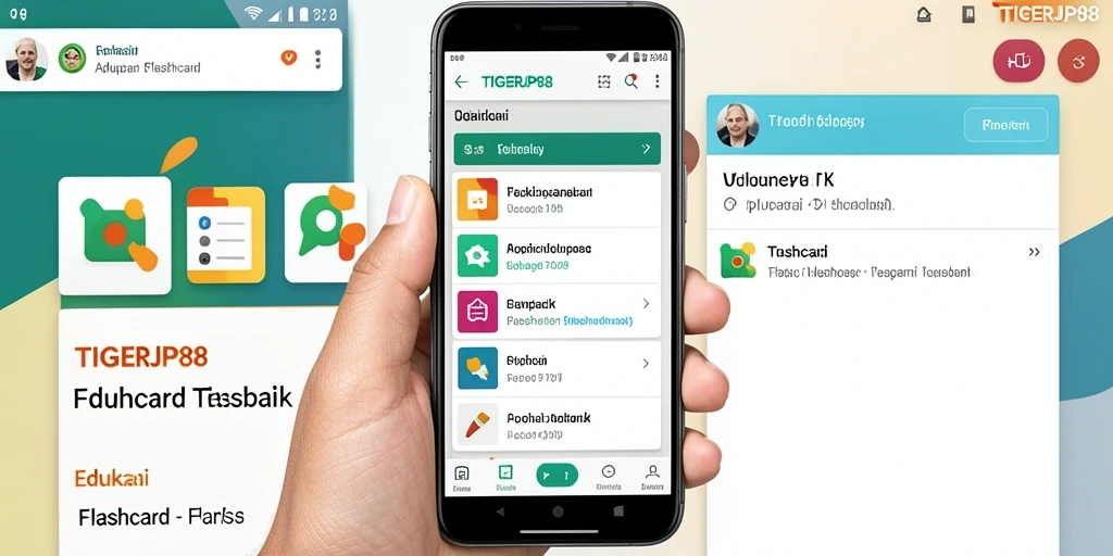 Antarmuka aplikasi TIGERJP88 yang menarik dan fungsional untuk belajar Flashcard.