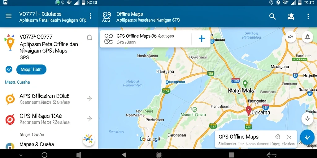 Antarmuka aplikasi GPS Offline Maps VO777 yang intuitif dan mudah digunakan.
